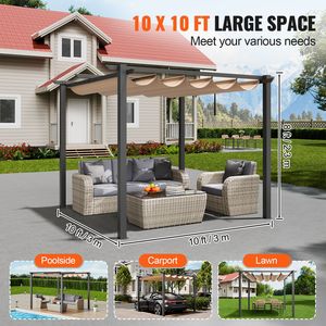 Pergola Moderna in Alluminio 3x3 Metri con Tettoia Parasole per Cortile e Uso Esterno - Product Image 5