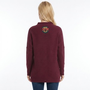 Sweat-shirt à capuche personnalisé OEM pour femmes, pull bordeaux à manches longues et col montant, avec logo brodé, fabricant de sweats à logo personnalisé - Product Image 2