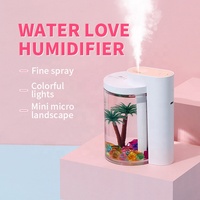 Humidificateur d'air Water Love 260 ml, humidificateur USB créatif avec lumière nocturne à 7 couleurs, humidificateur ultrasonique, diffuseur d'arômes