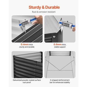 Aiuola Rialzata Grande in Metallo Zincato per Esterni 6 x 3 x 2 piedi, Design a Fondo Aperto per un Giardinaggio Conveniente - Product Image 3