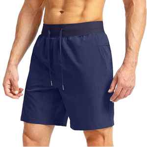 กางเกงขาสั้นกีฬาเอวกลางระบายอากาศสำหรับผู้ชายใส่ลำลองกลางแจ้งวิ่งออกกำลังกายมีกระเป๋าลายเรียบ - Product Image 4