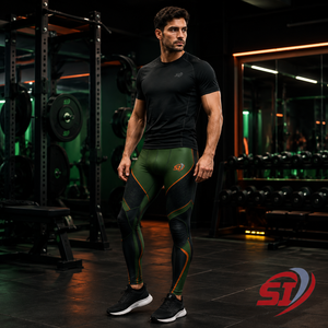Leggings de Compresión para Hombre, Diseño Personalizado con Estampado Vectorial, para Gimnasio, Running y Entrenamiento, Secado Rápido, Transpirables, OEM, Venta al Por Mayor, Forest Ember - Product Image 4