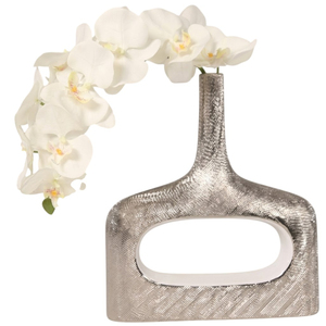 Florero Moderno Personalizado Plateado, Florero de Aluminio Pulido con Recubrimiento de Níquel y Patrón de Hojas en Relieve, en Oferta - Product Image 5