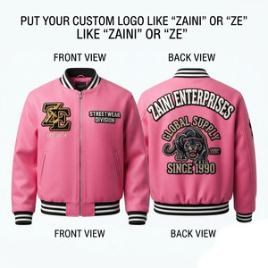 เสื้อแจ็คเก็ตบอมเบอร์ผู้ชาย พรีเมียม โพลีเอสเตอร์ 120 GSM สีน้ำเงินรอยัล แต่งขอบริบ ปักโลโก้แบบแอพพลิเค่ กันลม เสื้อผ้าสตรีทแวร์สำหรับฤดูหนาว - Product Image 1