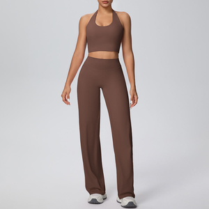 Conjunto de Yoga de 2 Piezas, Sin Tirantes, Cintura Alta, Largo Completo, Ropa Deportiva Sin Costuras, Transpirable, Estampado, Secado Rápido - Product Image 3