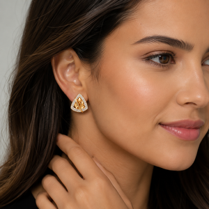 18K Rose Gold Triangle Diamond Cut <b>Stud</b> <b>Earrings</b> for Women High Polish Party Wedding Daily Wear <b>Fine</b> Jewelry Gift Design - Product Image 1