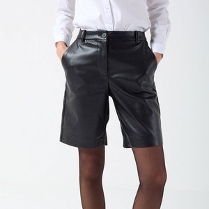 High Quality Women's Genuine Cowhide Leather Breathable Windproof Eco-Friendly OEM Custom Pockets Streetwear Outdoor Shorts - Product Image 1