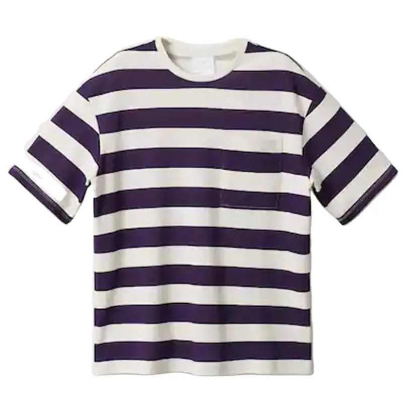 스트라이프 티셔츠 플러스 사이즈 작업복 라운드 넥 사용자 정의 로고 남성 T 셔츠 면 티셔츠 특대 도매 남성 t 셔츠