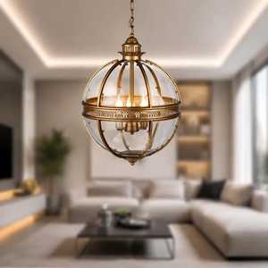 Lustres suspendus en verre jaune bronze, style rétro, en fer, pour hôtel, restaurant, intérieur moderne, hall d'entrée - Product Image 3