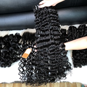 Paquete ondulado profundo y extensiones frontales de cabello humano de longitud larga, precio al por mayor de alta calidad para mujeres - Product Image 4