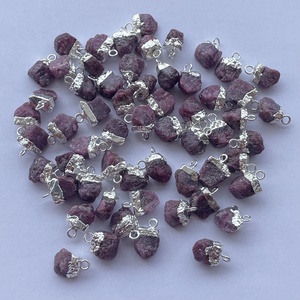 Colgante de Plata de Ley 925 con gema Natural granate, conector con galvanoplastia de oro, joyería de última moda - Product Image 1