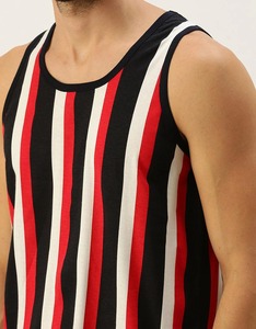 Camiseta sin mangas transpirable con estampado de rayas para hombre, de secado rápido, ecológica, sublimada, informal y moderna para el verano. - Product Image 4