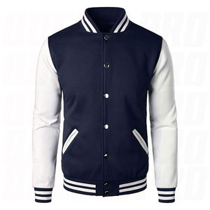 Chaqueta de béisbol estilo universitario para hombre, mezcla de algodón, estilo clásico Letterman, estilo atlético retro, chaqueta bomber universitaria con botones - Product Image 1