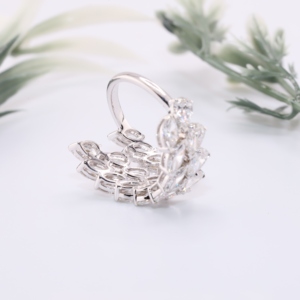Elegant White Gold Multi <b>Row</b> Marquise Pear Lab Diamond Bypass Ring Snake Wrap Leaf Floral Statement Fine Jewelry <b>Gift</b> Women - Product Image 4