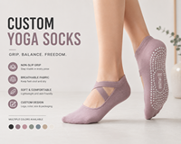 Chaussettes de yoga personnalisées avec logo, antidérapantes, pour Pilates, fabrication OEM sous marque privée