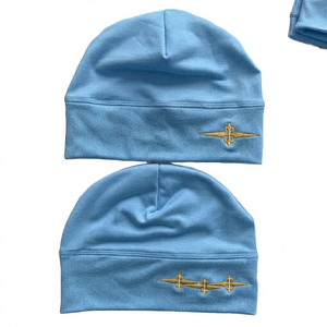 Bonnet en acrylique jacquard vintage lumineux bleu ciel personnalisé avec paillettes, unisexe, pour adultes, chaud pour l'hiver - Vente en gros DROGEN EXPORT - Product Image 1