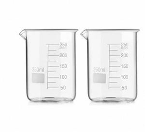 Béchers en verre gradués de haute précision de 250 ml, qualité supérieure, résistance à la température de 400°C, lot de deux, marque MVL INSTRUMENTS - Product Image 3