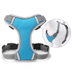 Adjustable Breathable <b>Dog</b> <b>Harness</b> Green Nylon Vest with <b>Reflective</b> Trim Buckle Closure for Daily Walking - Product Image 2