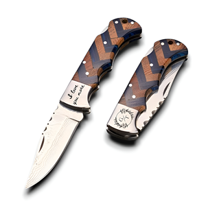 Cuchillo Táctico Plegable de Acero Inoxidable Damasco Hecho a Mano OEM ODM, Antioxidante de por Vida, para Camping, EDC, Caza, Venta al por Mayor, Bajo MOQ - Product Image 1