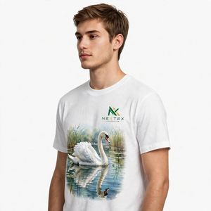 NEXTEX Camiseta unisex Swan Lake Water, camiseta informal de algodón suave con cuello redondo, color blanco - Product Image 3