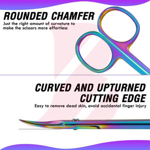 Produit tendance du moment : Ciseaux à cuticules couleur arc-en-ciel avec étui en cuir individuel, ciseaux de précision pour le soin des ongles - Product Image 2