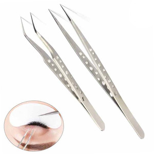Pince à cils en acier inoxydable, couleur or rose, pour extensions de cils, applicateur multicolore - Product Image 3