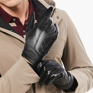 Gants en cuir pour homme, doux, en cuir véritable, à doigts entiers, pour l'hiver, usage quotidien en extérieur, écologiques, durables, respirants, compatibles avec les écrans tactiles - Product Image 5
