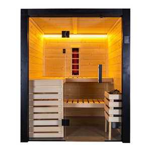 new Family-S Small 2-3 Person Indoor <b>Sauna</b> Cabin with Glass Front - Product Image 1