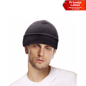 Soft Acrylic Patterned Beanies <b>Cap</b> Custom Jacquard Winter Headwear Retro Style Cuffed Beanies <b>Cap</b> Contrast Grey Black Knit <b>Hat</b> - Product Image 1