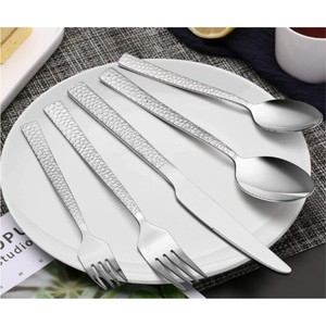 Juego de Cubiertos de Acero Inoxidable Martillado de Lujo, 24 Piezas, Juego de Cubiertos Plateados con Acabado Espejo, Juego de Vajilla Ecológico para Cocina - Product Image 4