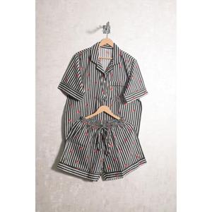 Conjunto de Pijama de Verano para Mujer, Hecho a Mano en India, de Algodón con Estampado de Bloques, Manga Corta, Secado Rápido, Transpirable y Cómodo - Product Image 1