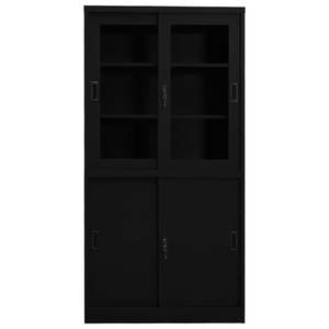 Armoire de bureau en acier noir avec verre trempé 35,4 x 15,7 x 70,9 pouces, armoires de classement - Product Image 2