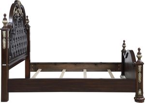 Luxury Classic Queen Bed Made Of Solid Mahogany Wood High Quality With PU leather <b>backrest</b> For Furniture Bedroom. - Product Image 3