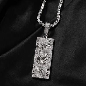 Chaîne de pull pour homme en laiton, style Hip Hop, avec pendentif dollar incrusté de cuivre, tendance rap, design original - Product Image 1