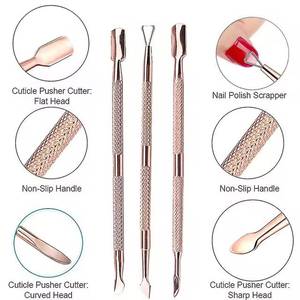 Dual-End Metal <b>Nail</b> Cuticle Pusher Tool Set Reusable Double Head Manicure Salon Grade - Product Image 5