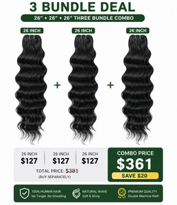 Extensions de cheveux indiens de qualité supérieure, cheveux vierges Remy pour tissage machine double trame, pointes pleines, lisses et soyeuses, ondulations noires profondes - Product Image 1