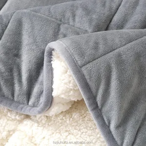 Wholesale 100% Cotton Fleece Sherpa Thick Blanket Plush Throw King Size Weighted Blanket For Adults Kids With Glass Material