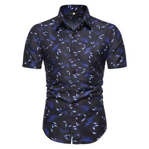 Chemise décontractée d'été personnalisée pour hommes, respirante, extensible, imprimée, à manches courtes, teinte en fil, anti-plis, anti-rétrécissement, vente en gros - Product Image 3