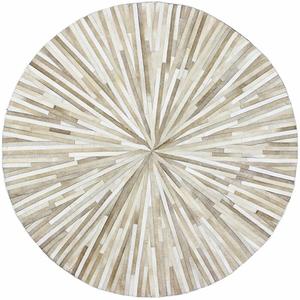 Alfombra redonda de piel de vaca hecha a mano de color beige, alfombra moderna a rayas para el pelo y alfombrilla práctica para sala de estar, Camping y decoración - Product Image 1