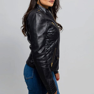 OEM Custom Ladies Crop Leather <b>Jacket</b> Premium Real Leather Moto <b>Biker</b> <b>Jacket</b> for Women In Wholesale Price - Product Image 3