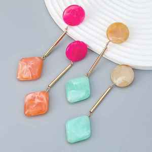 Pendientes Geométricos de Resina de Moda para Chicas, Pendientes Largos Redondos y Cuadrados de Resina, Joyería de Moda, Artesanía de Resina - Product Image 6
