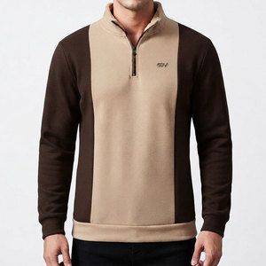 Sweat-shirt décontracté pour homme à col zippé, en molleton de coton de qualité supérieure, manches longues, bords côtelés, coupe moderne et décontractée - Product Image 1