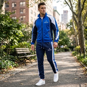 Conjunto Deportivo para Hombre, Chaqueta con Cierre Completo, Pantalones Deportivos, Ropa Deportiva a Rayas, Fabricante Mayorista de Ropa Urbana Personalizada - Product Image 6