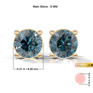 Heerani Jewels Natural Round <b>London</b> Bluet Topaz 925 Sterling Silver Classic Stud Vermeil Yellow Gold Unisex Earrings - Product Image 6
