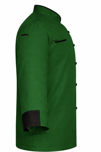 เสื้อเชฟปักลายมือทำสไตล์ยุคกลาง สีเขียว ผ้าโพลีเอสเตอร์ทอ พร้อมหมวก แขนยาว งานฝีมือคุณภาพสูง สำหรับตกแต่งบ้าน - Product Image 4