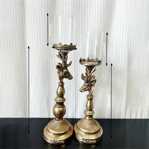 Portavelas de Metal con Forma de Cabeza de Ciervo, Decoración para Mesa, Diseño Duradero - Product Image 1