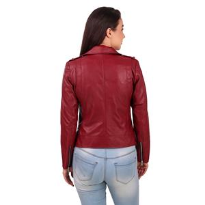 Chaqueta Bomber de Cuero Genuino Negro para Mujer, Cuello Alto, con Cierre y Bolsillos, Estilo Casual y Urbano, en Oferta - Product Image 4