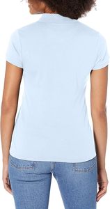 Polo à manches courtes bleu clair pour femme, couleur unie, coton piqué respirant, vêtements décontractés - Product Image 2
