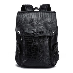 New Arrival Luxury Crocodile <b>Leather</b> Lightweight Men's Business <b>Backpack</b> <b>Large</b> Capacity Multifunctional Student School Bag - Product Image 1