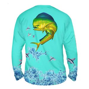 เสื้อตกปลาผู้ชาย แขนยาว ระบายอากาศ แห้งเร็ว โพลีเอสเตอร์ ป้องกันรังสียูวี เสื้อเจอร์ซีย์ตกปลา ลายปลาแมฮีแมฮี รับผลิตตามแบบ (OEM) ขายส่ง - Product Image 2